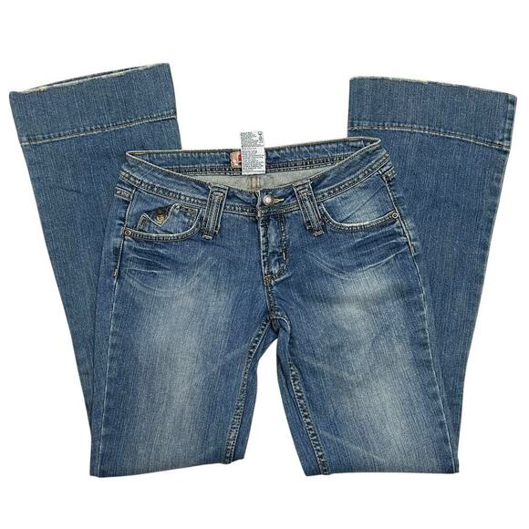Vintage Y2K NoBo No Boundaries Low‎ Rise Flared Denim Jeans - size 7 Juniors - Picture 1 of 8